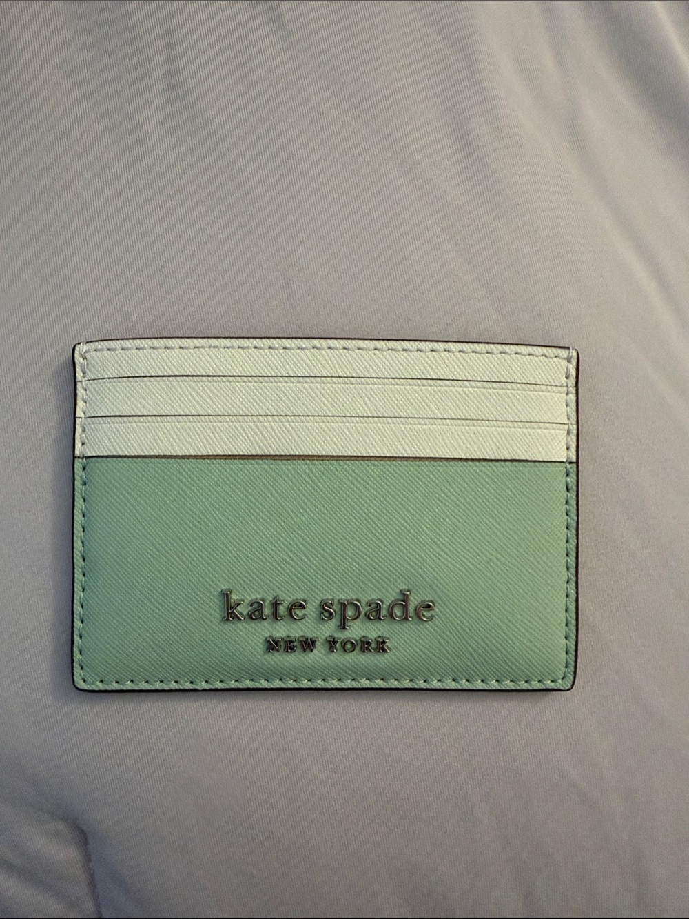 kate spade Card Holder in Mint and White